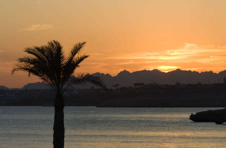 beautiful sunset in sharm el sheikh, egyptの写真素材