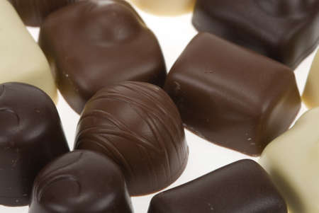 lots of belgian pralines isolated on a white background