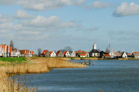 a small dutch village near amsterdam in the netherlands called Durgerdamの写真素材
