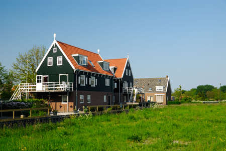 typical dutch houses in Marken Hollandの写真素材