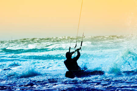 kite boarder in actionの写真素材