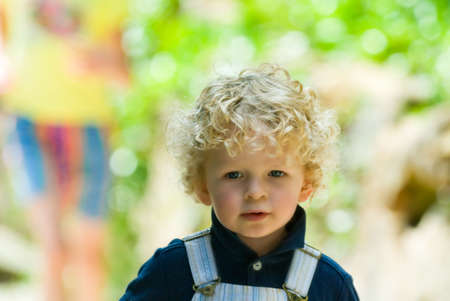 cute young boy in summer の写真素材