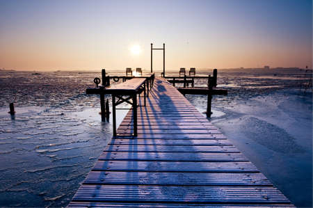 Winter landscape in the netherlandsの写真素材