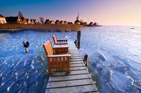 Winter landscape in the netherlandsの写真素材