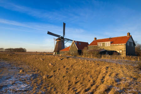 beautiful winter windmill landscape in the Netherlands