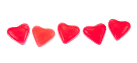 valentine's hearts candy, isolated on a white backgroundの写真素材