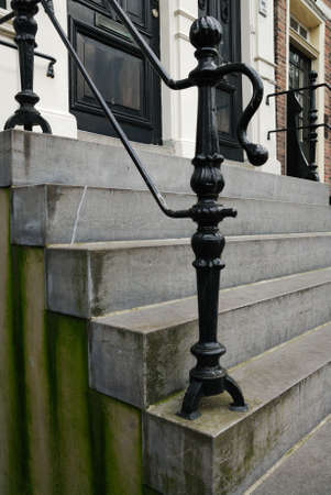 Typical dutch entrance along the canals in Amsterdam The Netherlandsの写真素材