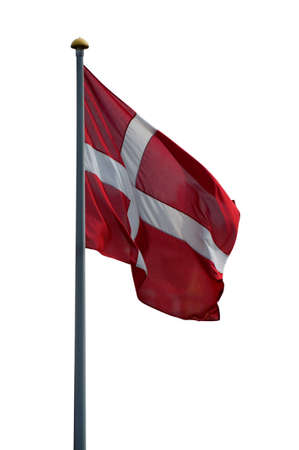 Danish flag isolated on a white backgroundの写真素材