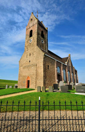 Small church in a little village called Wierum, Friesland The Netherlandsの写真素材