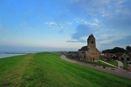Small church in a little village called Wierum, Friesland The Netherlandsの写真素材