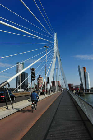 Erasmus bridge in Rotterdam the Netherlands, Europeの写真素材