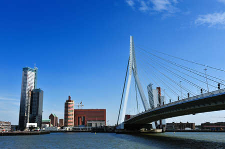 Erasmus bridge in Rotterdam the Netherlands, Europeの写真素材