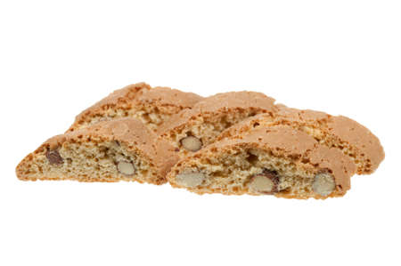 original Italian crisp almond cookies isolated on a white backgroundの写真素材