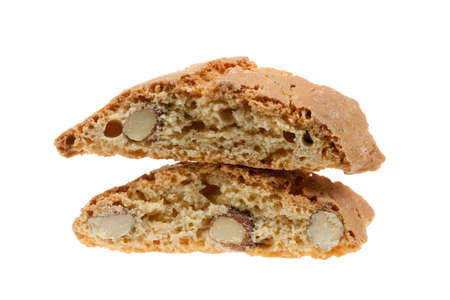 original Italian crisp almond cookies isolated on a white backgroundの写真素材