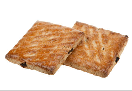 whole wheat cookies with fruit isolated on a white backgroundの写真素材