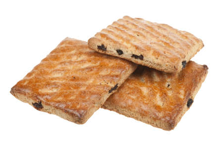 whole wheat cookies with fruit isolated on a white backgroundの写真素材