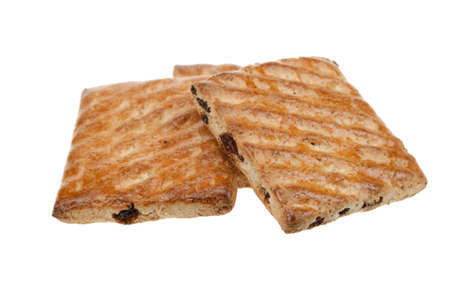 whole wheat cookies with fruit isolated on a white backgroundの写真素材