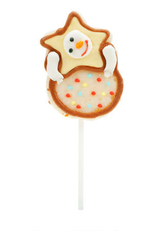 Christmas lollipop isolated on a white backgroundの写真素材