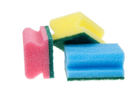 cleaning sponges isolated on a white backgroundの写真素材