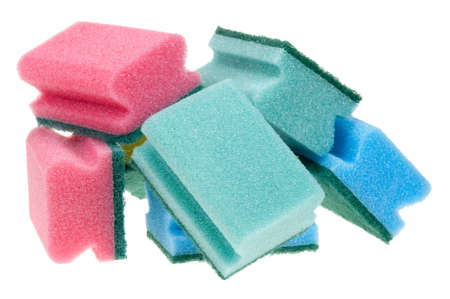 cleaning sponges isolated on a white backgroundの写真素材