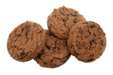  delicious chocolate chip cookies isolated on a white backgroundの写真素材
