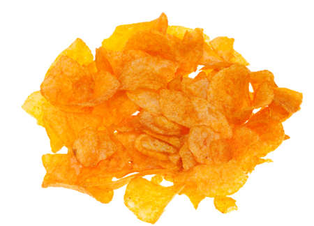 paprika chips isolated on a white backgroundの写真素材