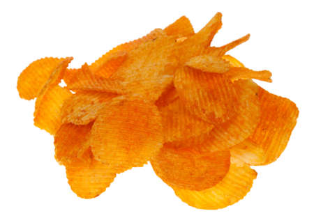 paprika chips isolated on a white backgroundの写真素材
