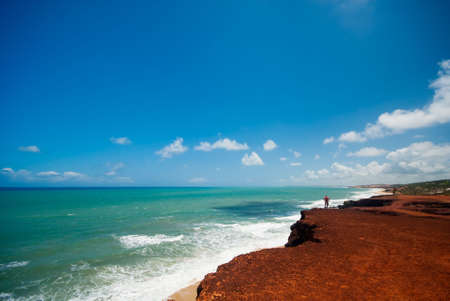 Cliffs and beach at Praia das Minas near Pipa Brazilの写真素材
