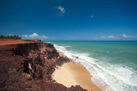 Cliffs and beach at Praia das Minas near Pipa Brazilの写真素材