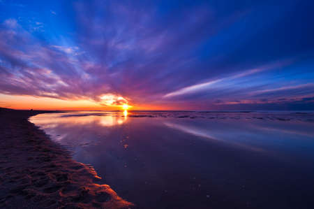 wild sunset at the dutch coast in callantsoog the Netherlands