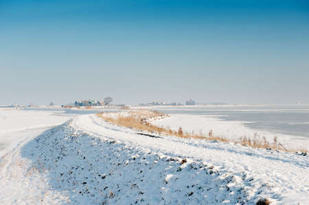 rozewerf in winter (Marken a small village near Amsterdam)の写真素材