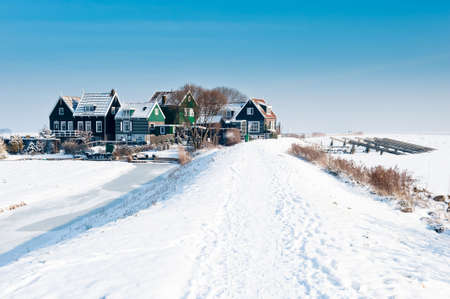 rozewerf in winter (Marken a small village near Amsterdam)の写真素材