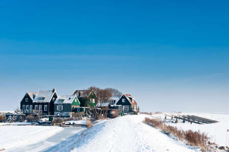 rozewerf in winter (Marken a small village near Amsterdam)の写真素材