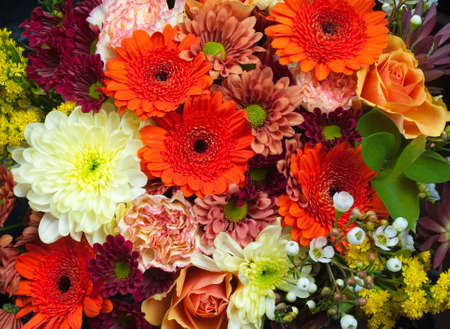 Beautiful bouquet of fresh and colorful flowers の写真素材