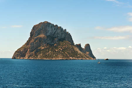 The islands and turquoise waters Es Vedra Cala d'Hort Ibiza Spain の写真素材