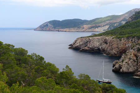 Cala dÕen Serra in Ibiza, a small beach in the north of the islandの写真素材
