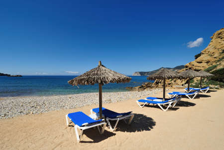 Beautiful small beach on the westcoast of Ibiza Spainの写真素材