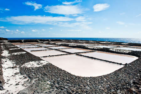 salt evaporation ponds , Punto de Fuencaliente, La Palma, Canary islands, spainの写真素材