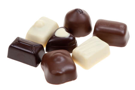 Belgian pralines isolated on a white background の写真素材