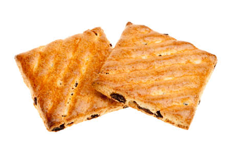 whole wheat cookies with fruit isolated on a white background の写真素材