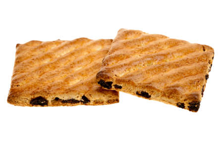 whole wheat cookies with fruit isolated on a white background の写真素材