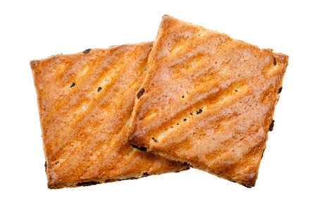 whole wheat cookies with fruit isolated on a white background の写真素材