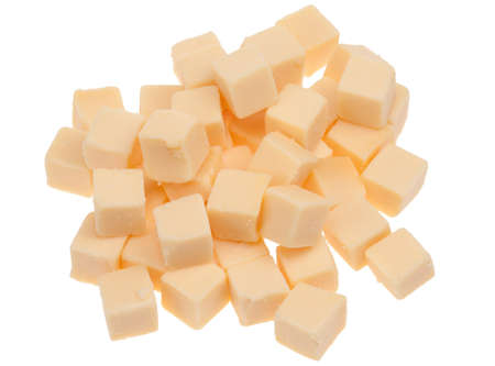 blocks of cheese isolated on a white backgroundの写真素材