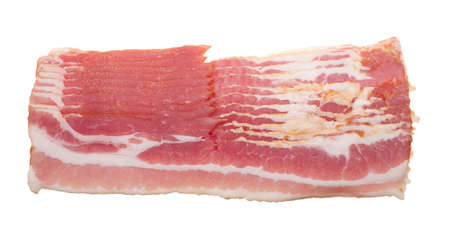 pieces of raw bacon isolated on a white backgroundの写真素材