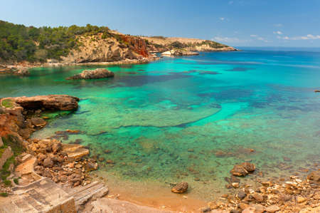 Cala Xarraca, a beautiful small bay in Ibiza Spainの写真素材