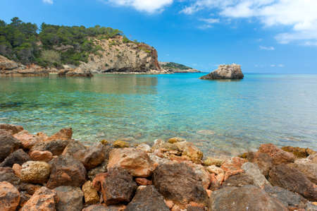 Cala Xarraca, a beautiful small bay in Ibiza Spainの写真素材