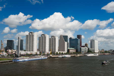 Rotterdam skyline and the meuse river the Netherlands, Europeの写真素材