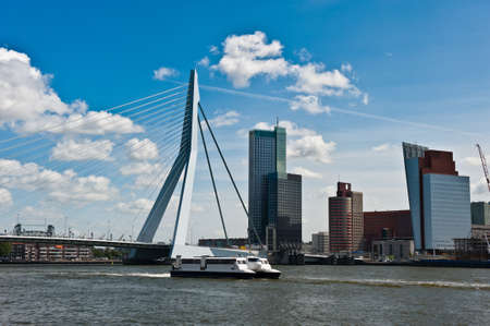 Erasmus bridge in Rotterdam the Netherlands, Europeの写真素材