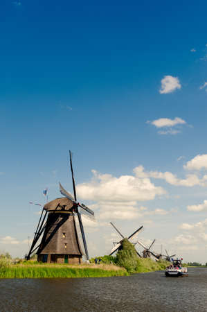 Windmill landscape at Kinderdijk near Rotterdam The Netherlandsの写真素材
