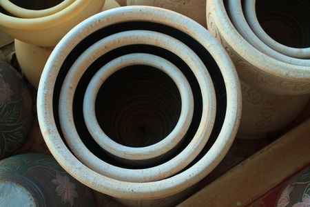 Circle edge of earthenware pile upの写真素材